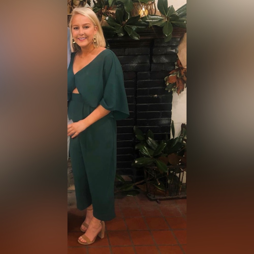 Green Asos Cut Out Flowy Jumpsuit
